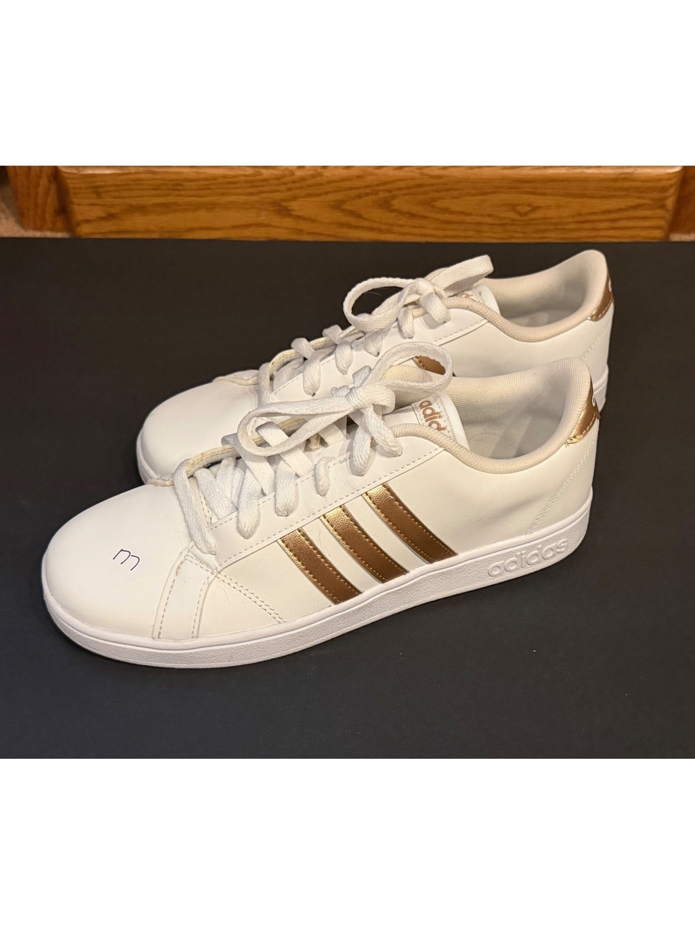 Adidas Women's White and Rose Gold Sneakers Size 6 1/2